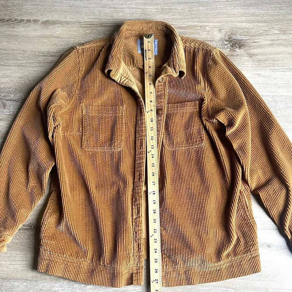 LL Bean Shirt Jacket Womens Large Brown Comfort Corduroy Relaxed Fit Button Up - Picture 3 of 7